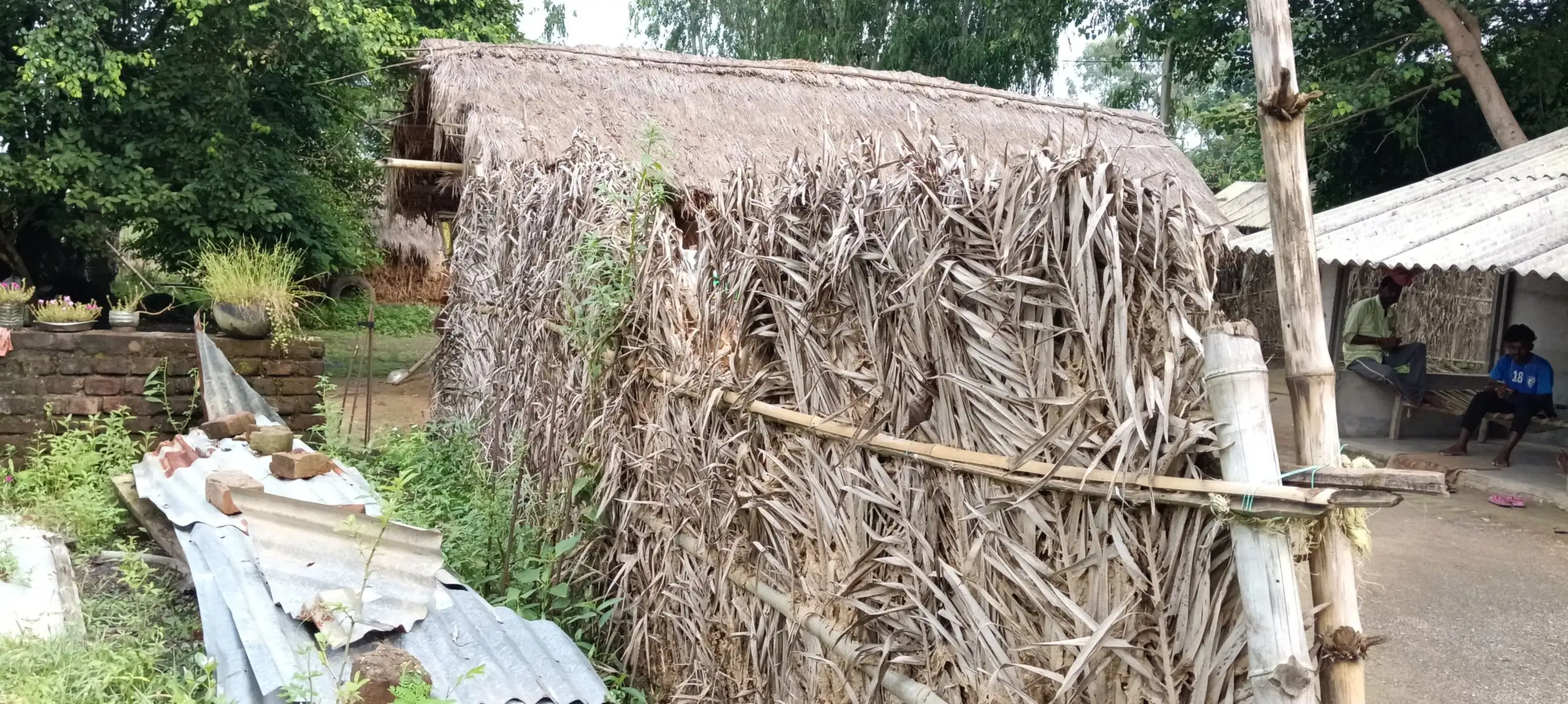 Palm-leaf walled hut with a bamboo frame